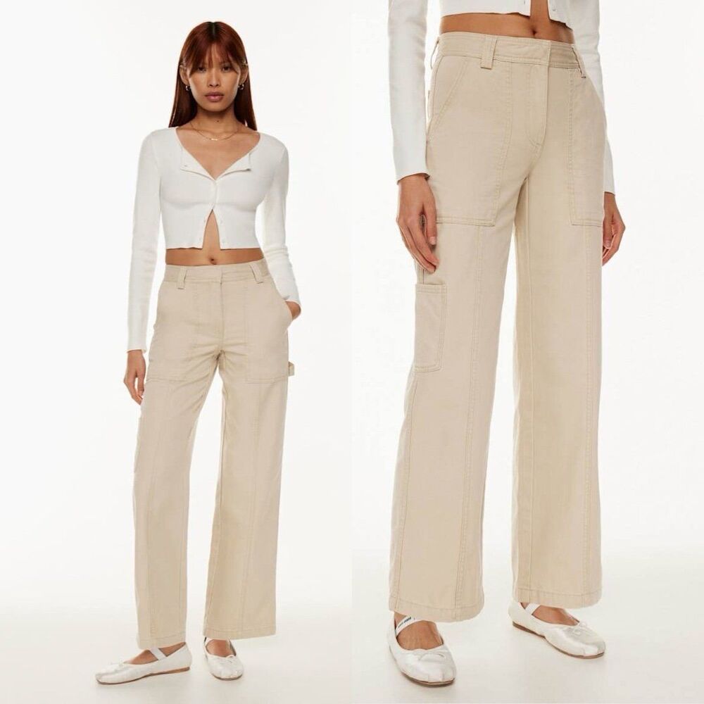 Aritzia Sunday Best New Oscar Pant Hummus Beige Mid Rise Carpenter Pants Size 2